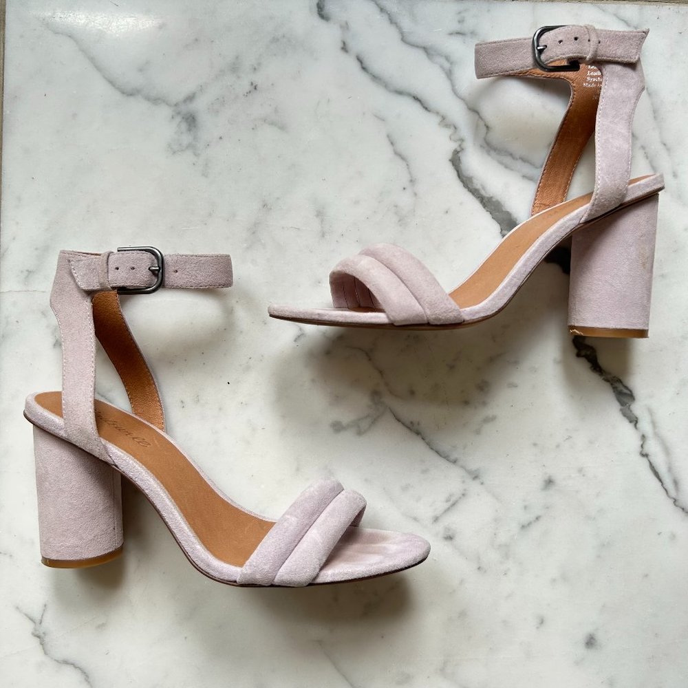 Madewell The Rosalie High-Heel Lilac Purple Double Strap Suede Sandal Size 9